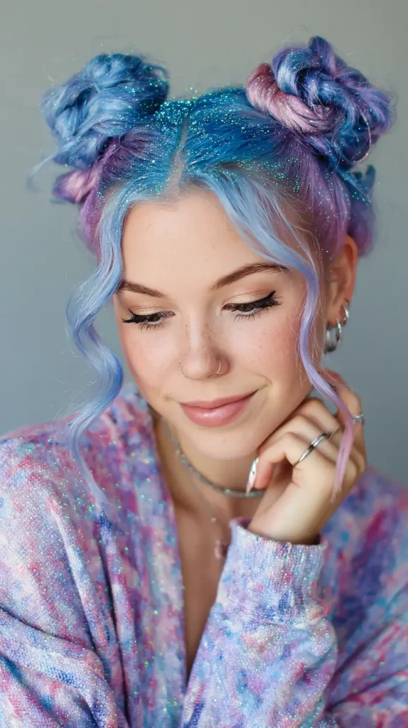 Glitter Roots Space Buns