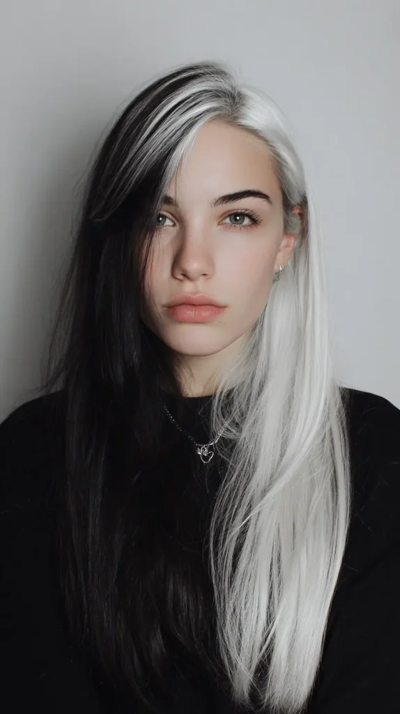 Half-Black, Half-White Split Dye