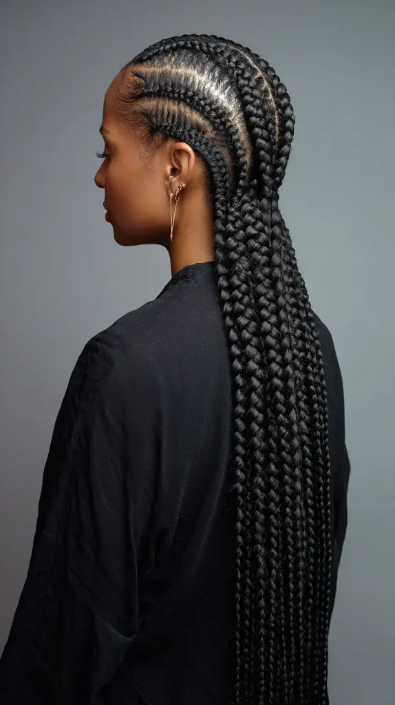  Half Straight Back Braids, Half Freestyle
