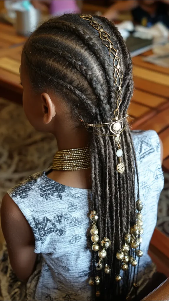 Half-Up, Half-Down Braids with Coordinated Beads
