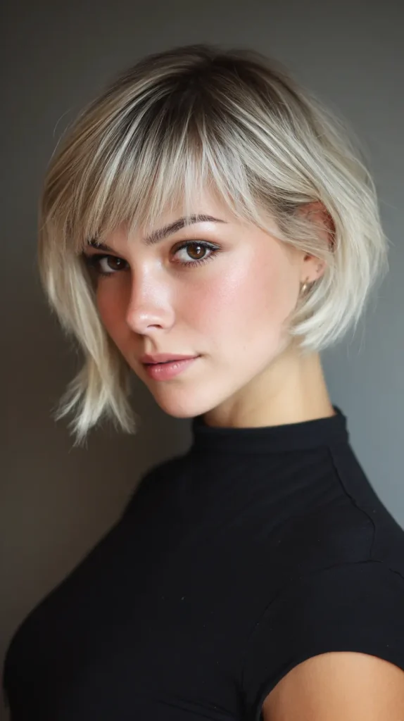Inverted Bob with Side-Swept Fringe