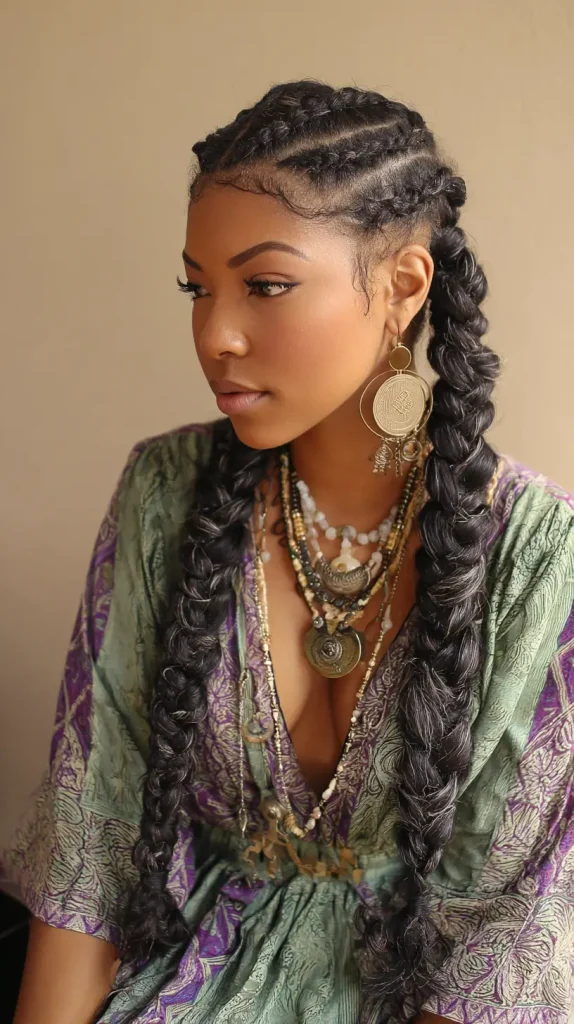 Jumbo Fulani Braids with Weave Layers