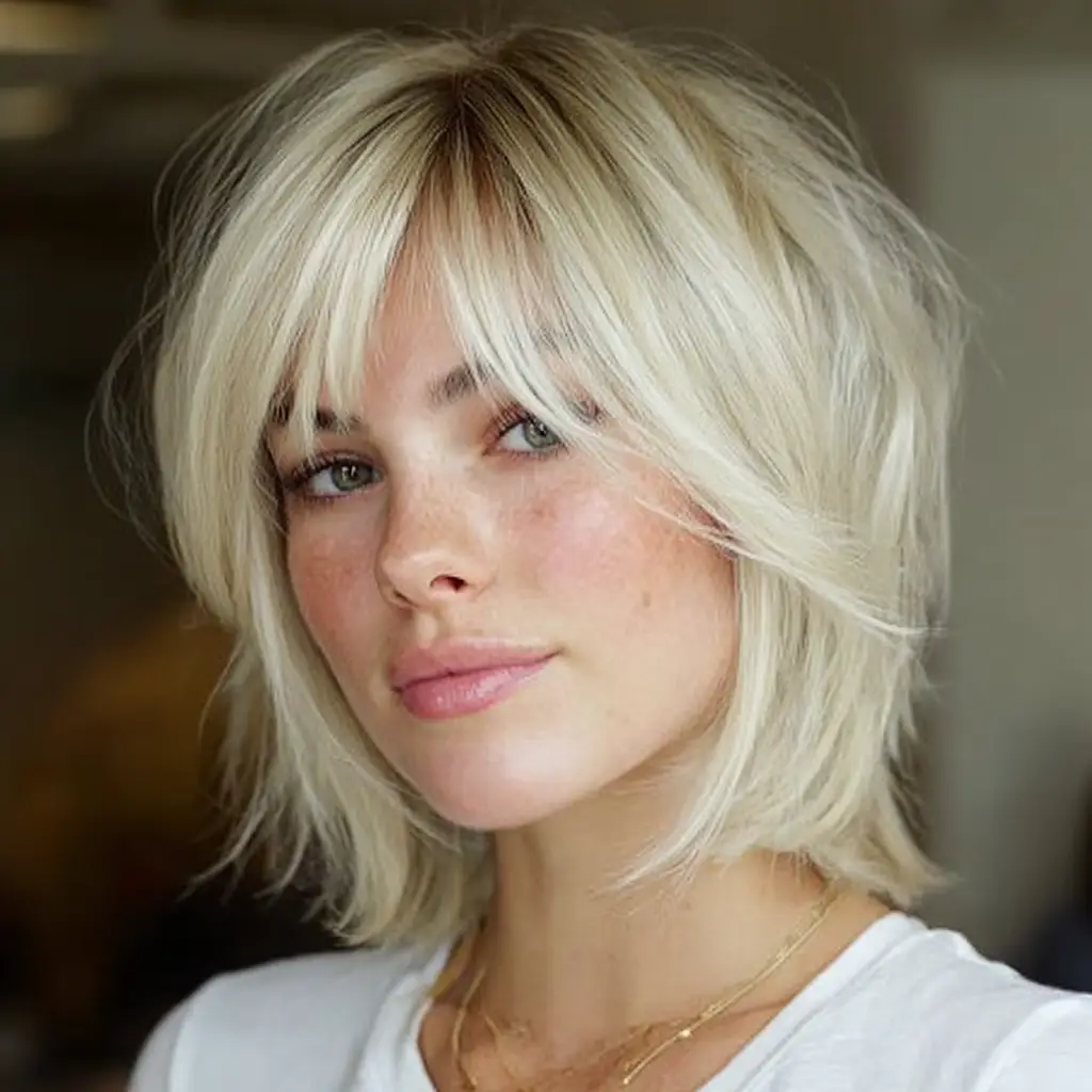 Layered Bob with Feathered Side Bangs