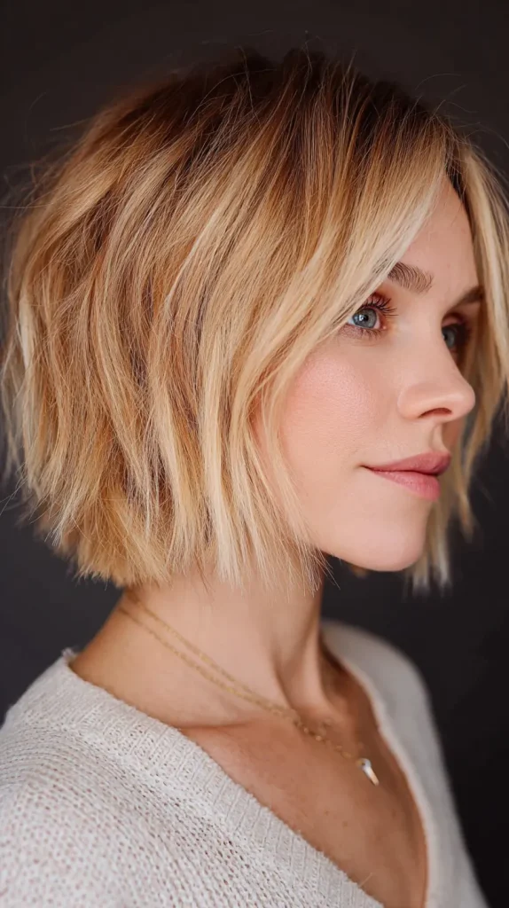 Layered Choppy Bob with Highlights