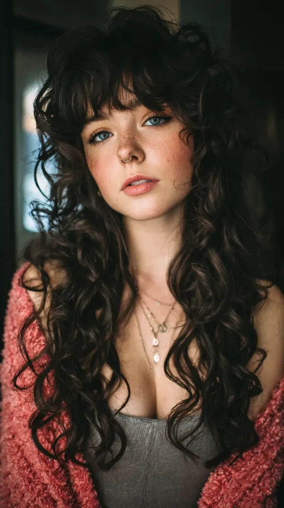 Layered Curly Side Bangs