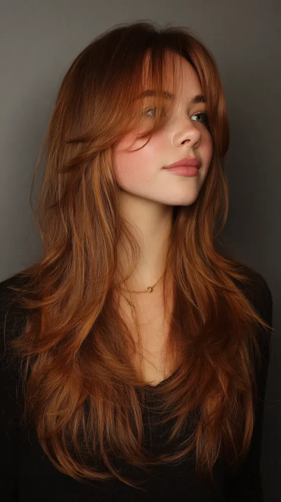 Layered V Cut with Curtain Bangs