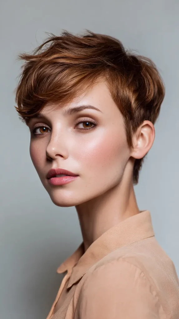  Light Chestnut Brown Pixie Cut