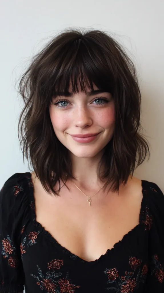 Long Choppy Bob (Lob) with Bangs