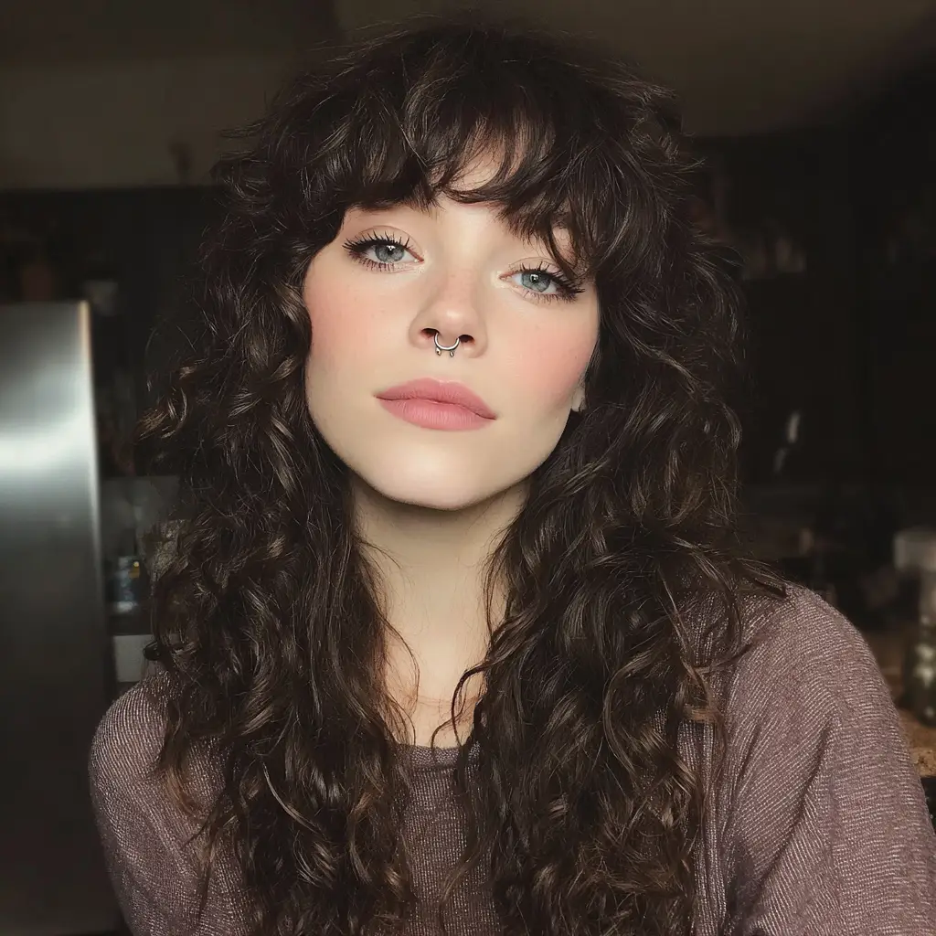 Long Curly Bangs