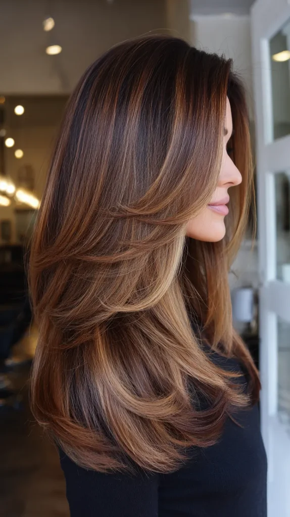 Long Layers with Balayage or Highlights