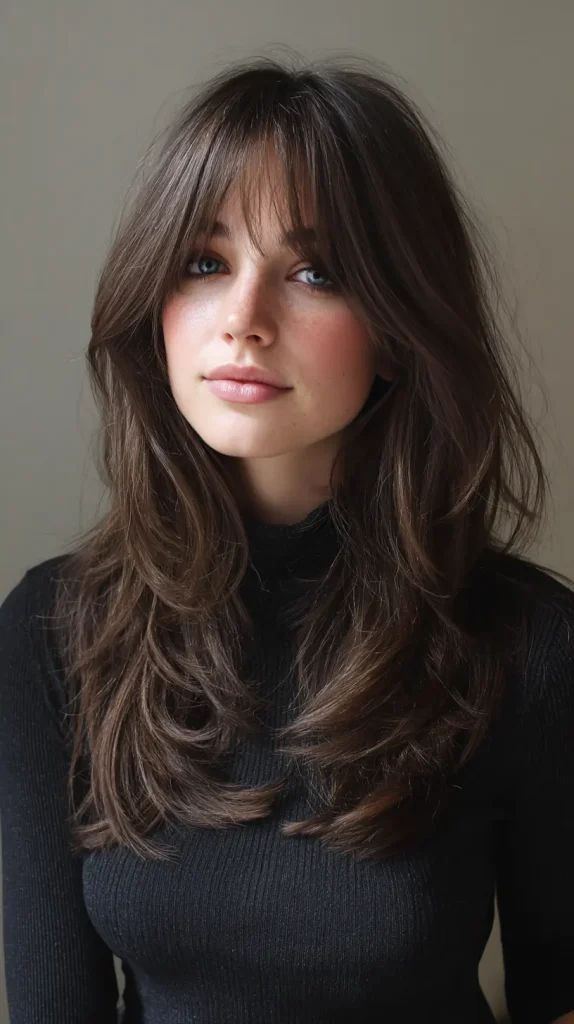 Long Layers with Curtain Bangs