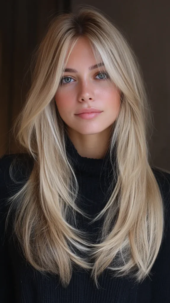  Long Layers with Face-Framing Strands