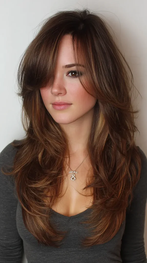 Long Layers with Side Bangs