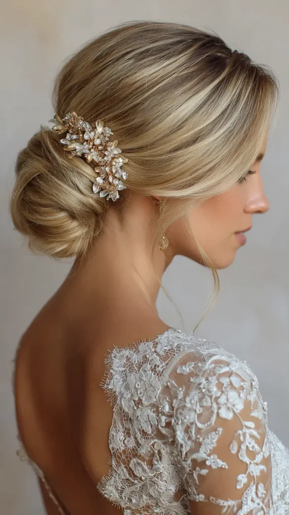 Low Bun with Gold Clips