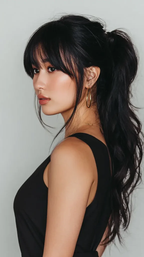 Low Ponytail with Long Side Bangs