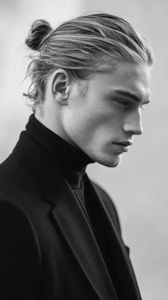 Low Slick Back Bun with Middle Part