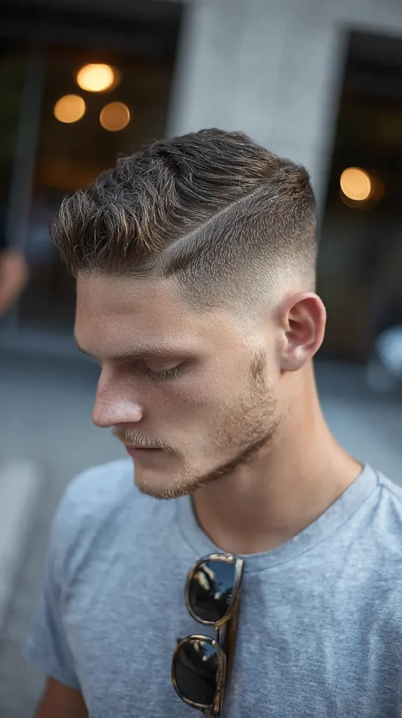 Low Taper Fade with Hard Part