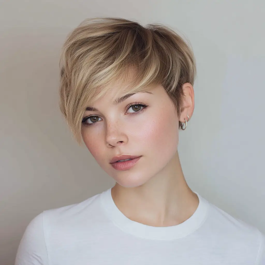Pixie Cut with Long Side Bangs