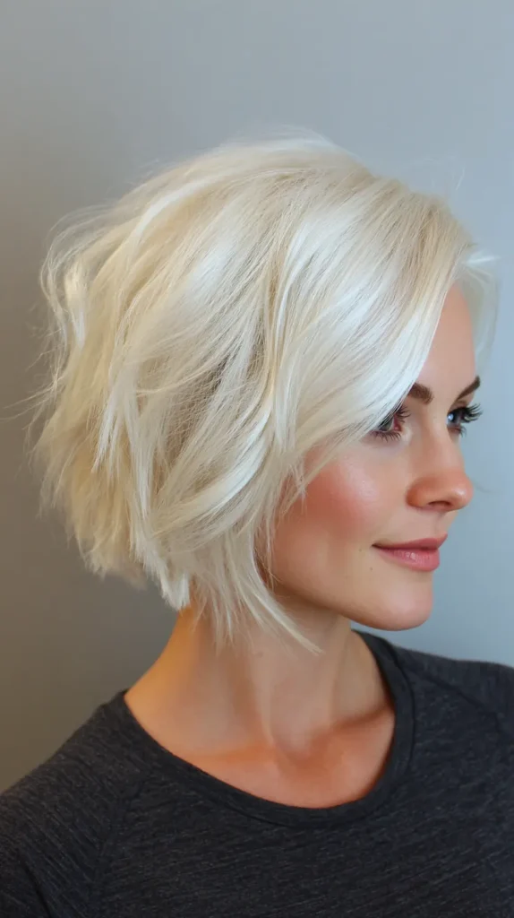 Platinum Blonde Choppy Bob