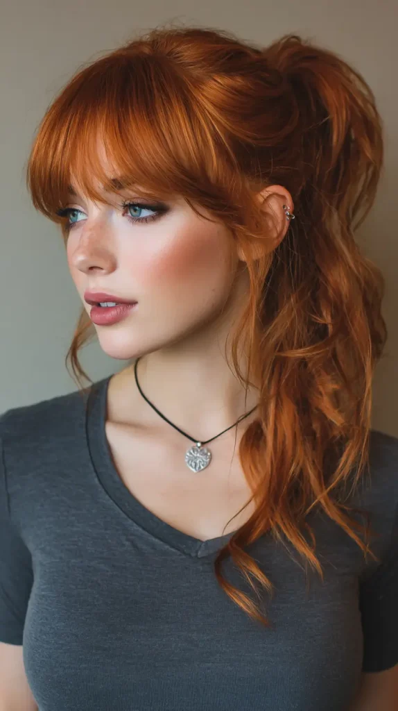 Ponytail with Layered Side Bangs