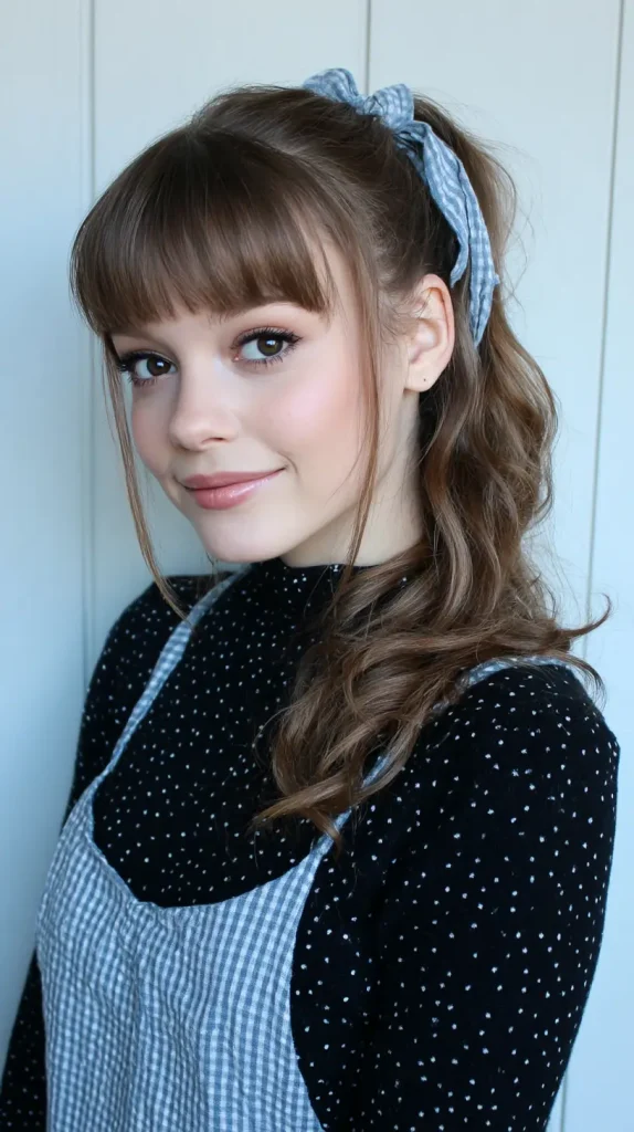  Ponytail with Side Swept Bangs 