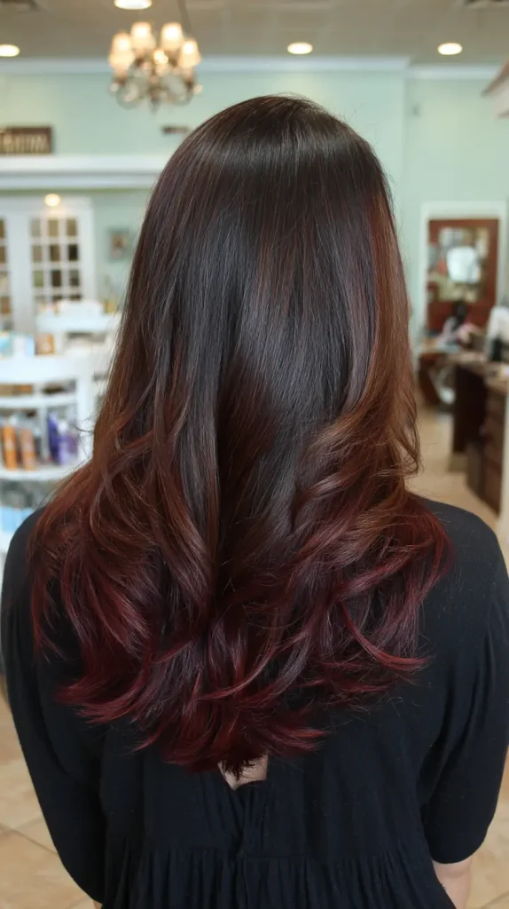 Rich Brown to Burgundy Ombre