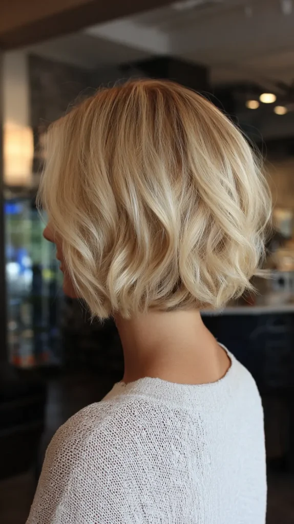 Rooted Blonde Choppy Bob