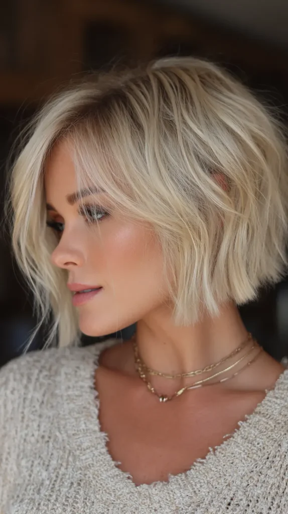Sandy Blonde Textured Bob