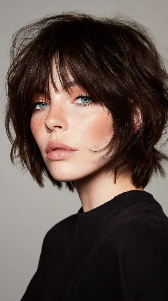 Short Choppy Layered Bob with Bangs
