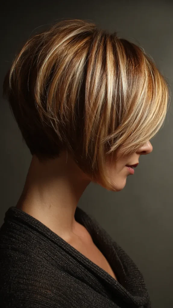  Short Layered Bob with Highlights
