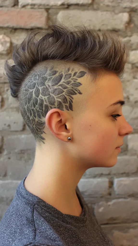 Short Mohawk with Shaved Designs
