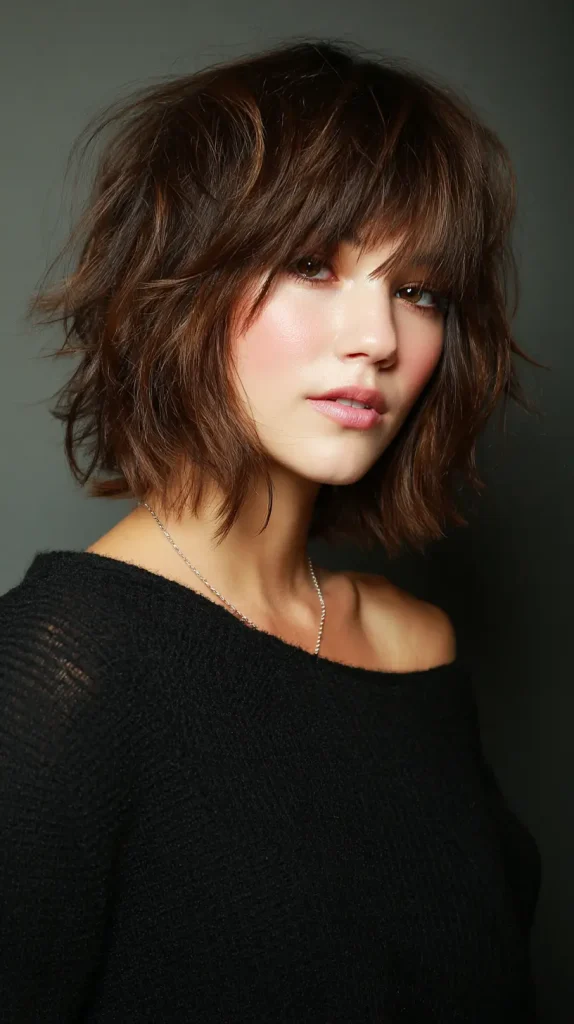 Shoulder-Grazing Choppy Layered Bob