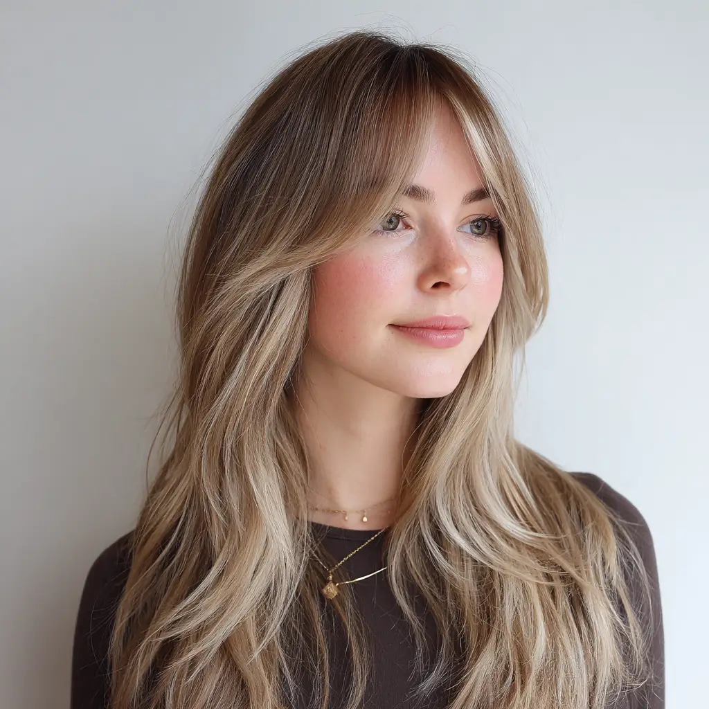 Side Bangs with Long Layers