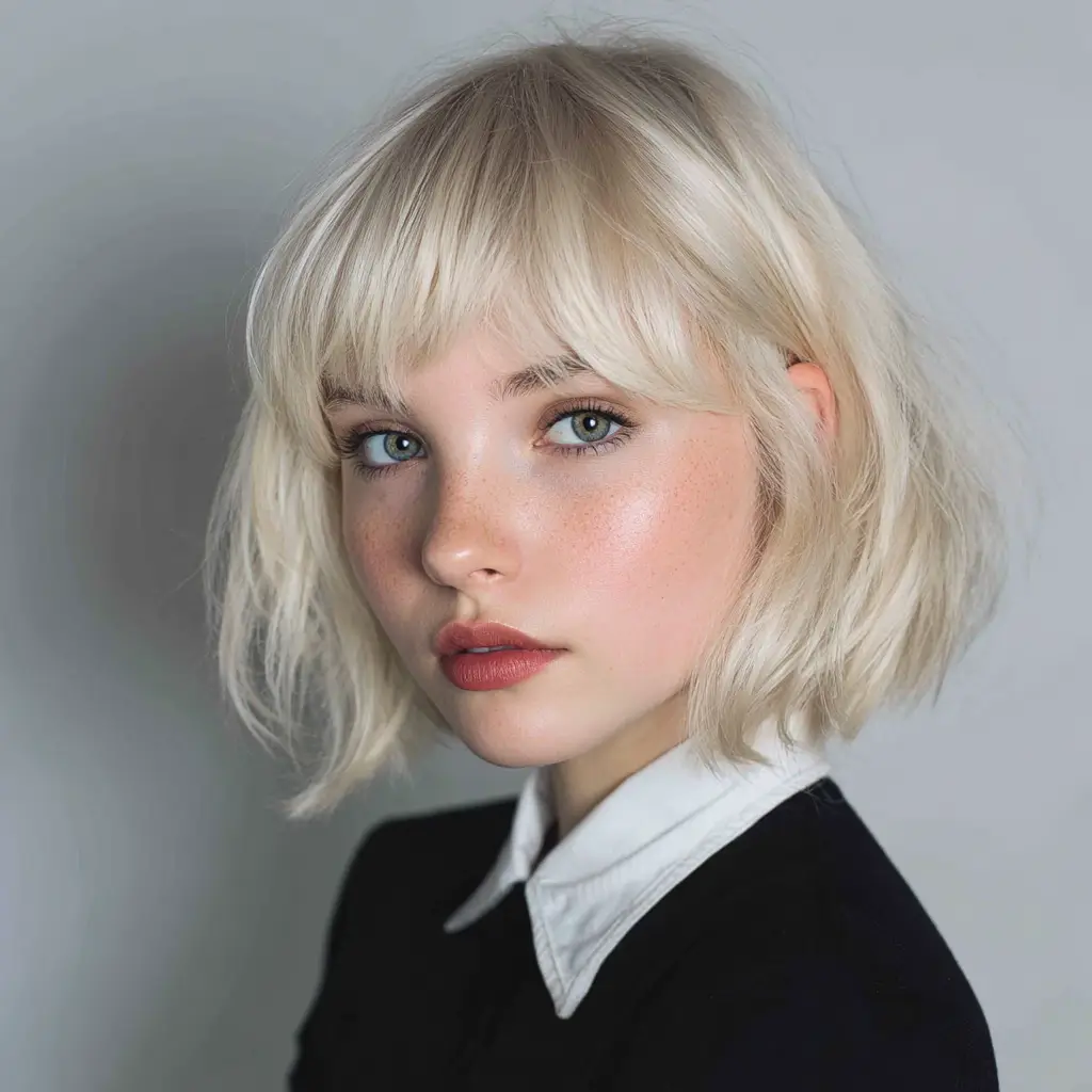 Side Bangs with a Bob Cut