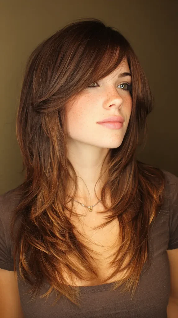 Side Bangs with a Long Shag Cut