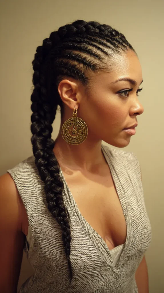  Side Cornrows into a Ponytail