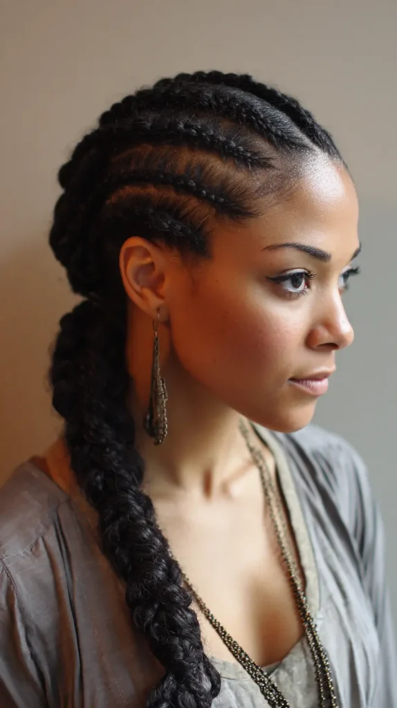 Side Cornrows with Box Braids