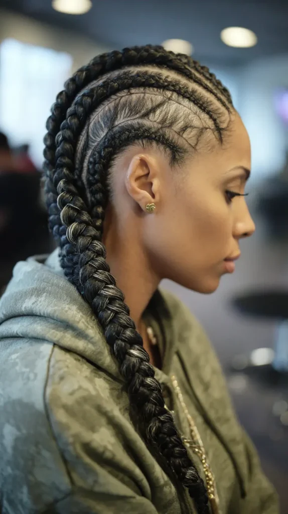 Side Cornrows with Fade