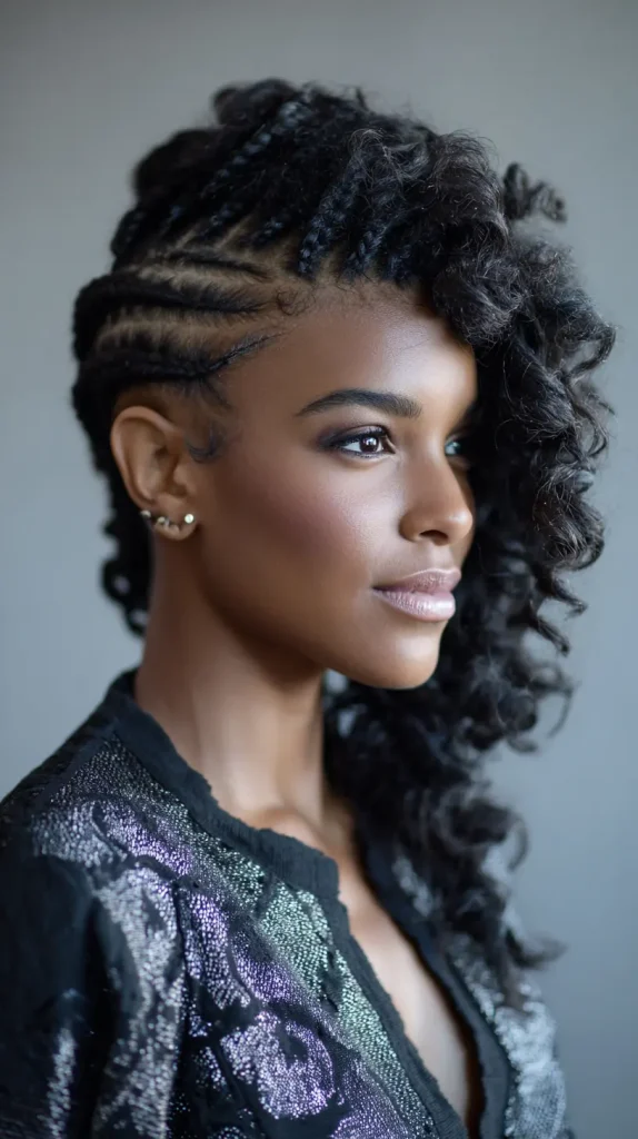 Side Cornrows with Loose Curls