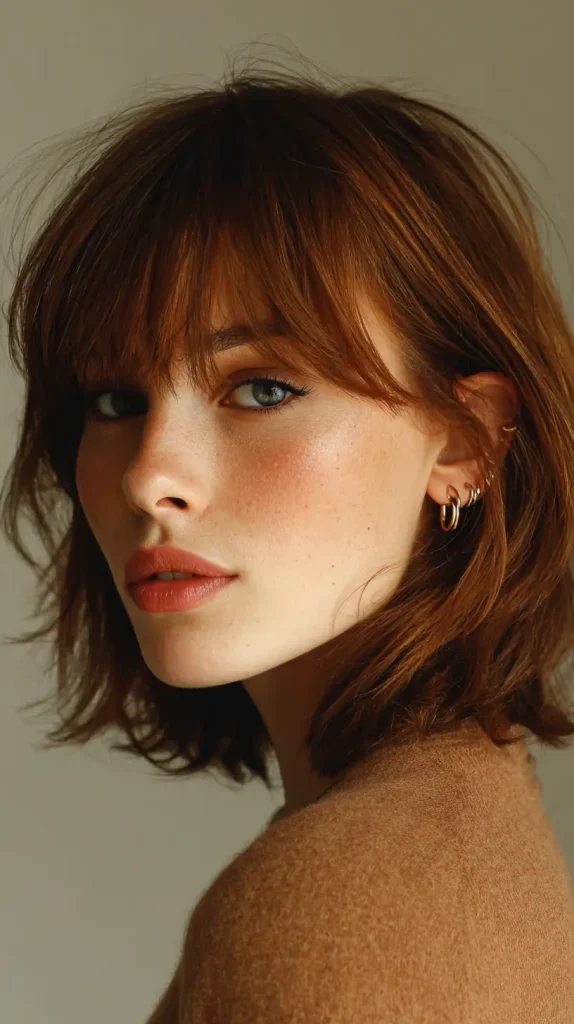 Side Part with Feathered Bangs