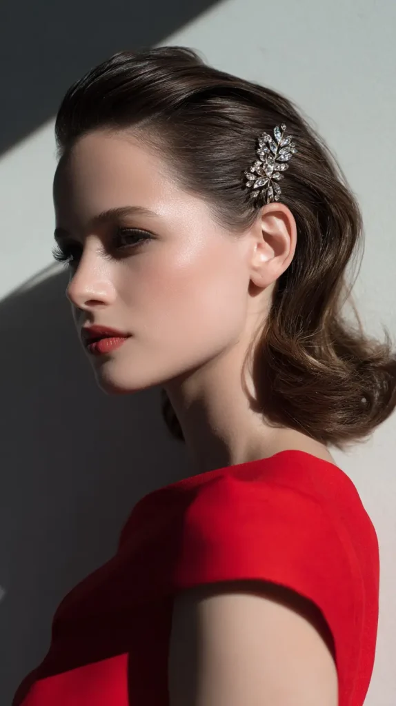  Side-Parted Barrette Accent