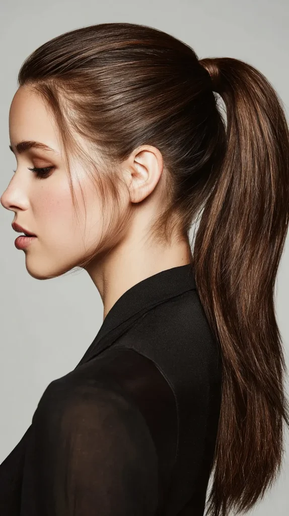 Side-Parted Sleek Ponytail