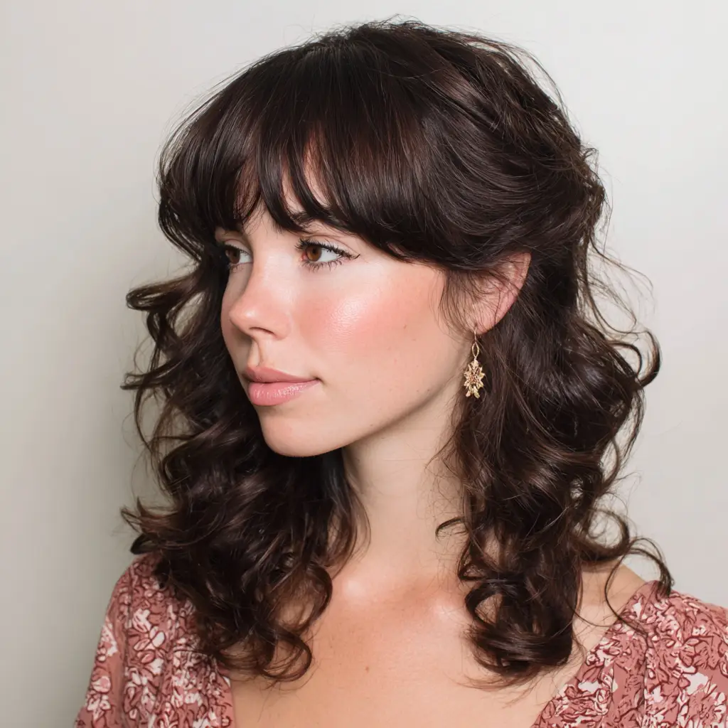 Side Swept Bangs with Curls