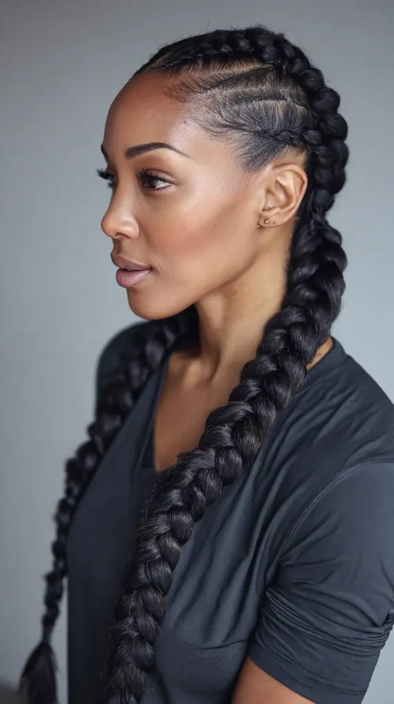 Side Swept Feed-in Braids