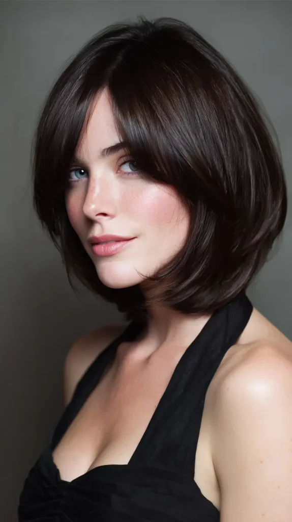 Sleek Layered Bob with Side Bangs