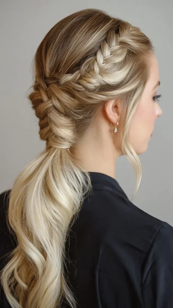 Sleek Ponytail with Center Braid