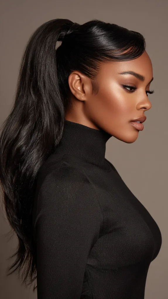 Sleek Ponytail with Edges Styled