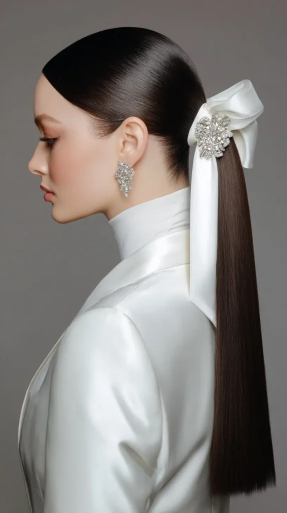 Sleek Ponytail with Hair Wrap Details