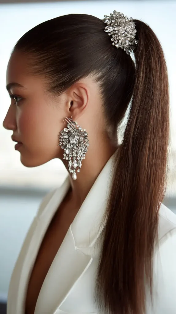  Sleek Ponytail with Statement Clip