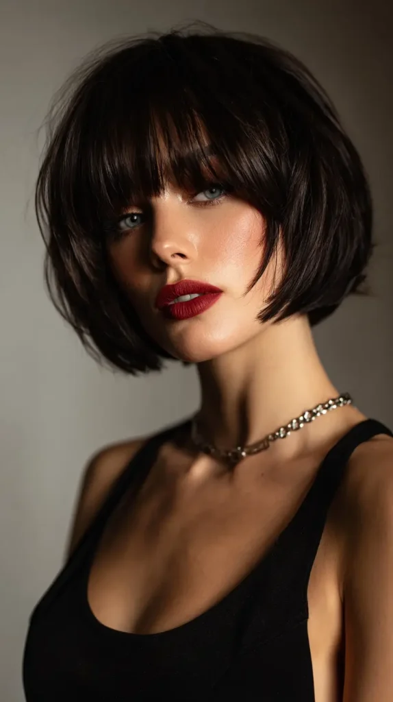 Sleek Short Bob with Side Bangs